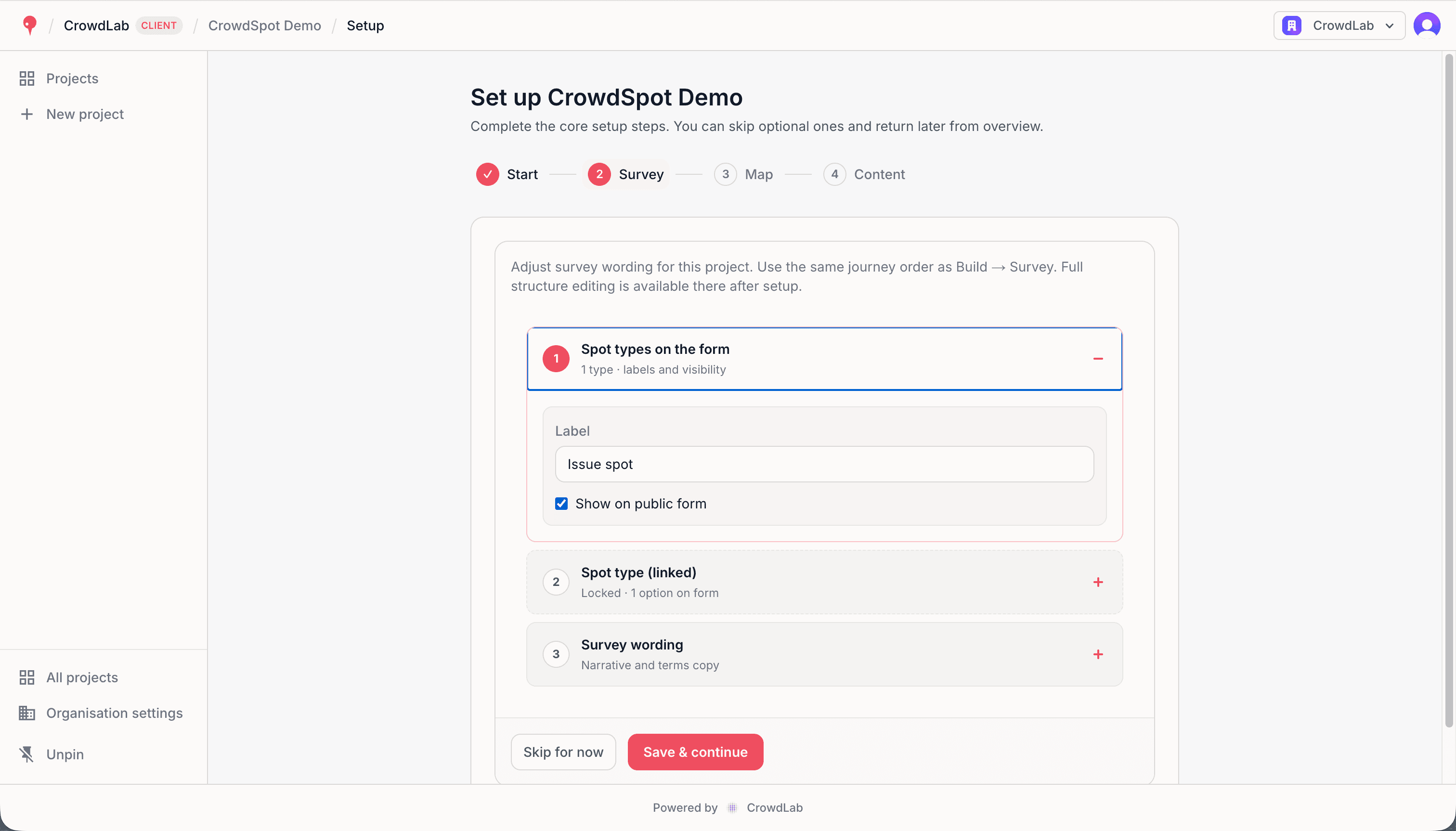 Builder step 2: Build your survey